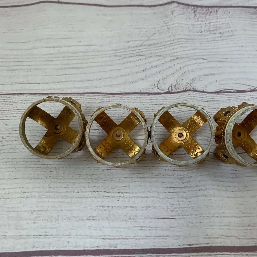 Vintage Wilton Gold King Crown Cake Toppers Set of 6 Cupcake Candle Holders